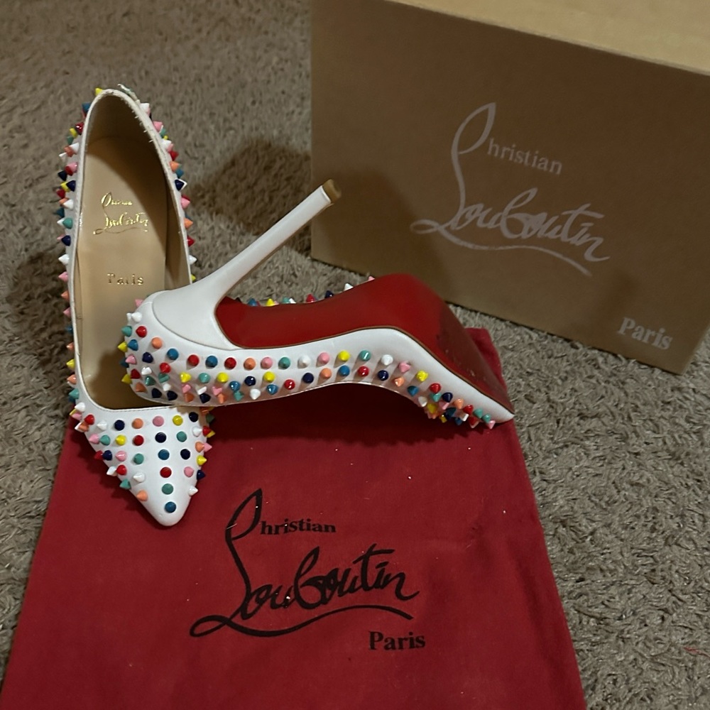 Christian Louboutin Multicolor Leather Pigalle Spike Pumps Size 39